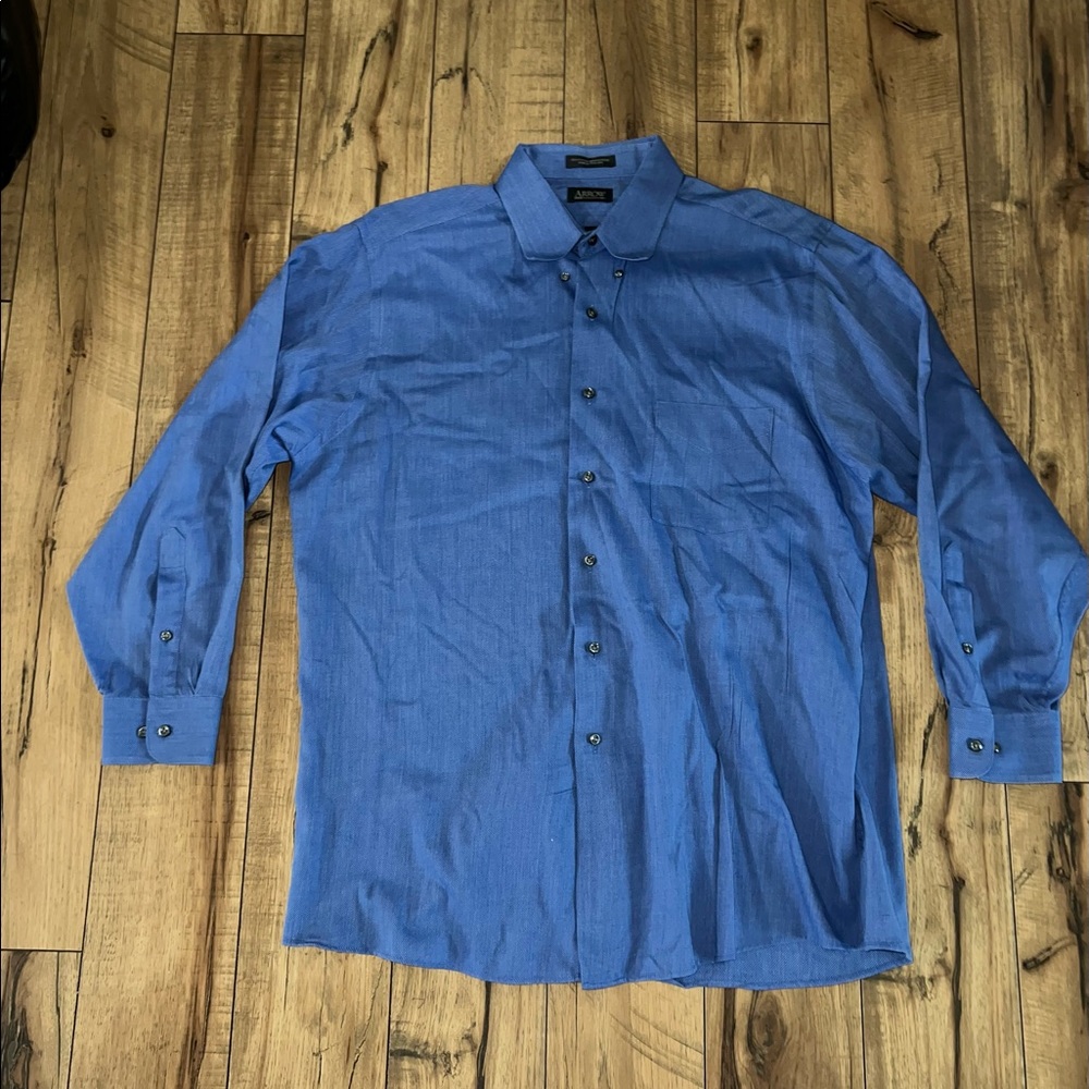 blue button down shirt